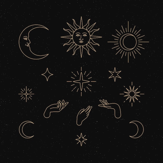 Celestial star clipart esthetische ontwerp vector