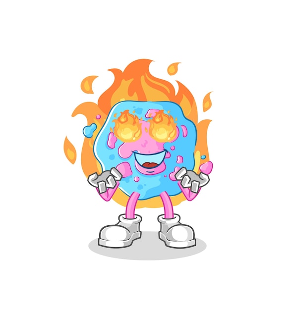 Cell on fire mascot cartoon vector