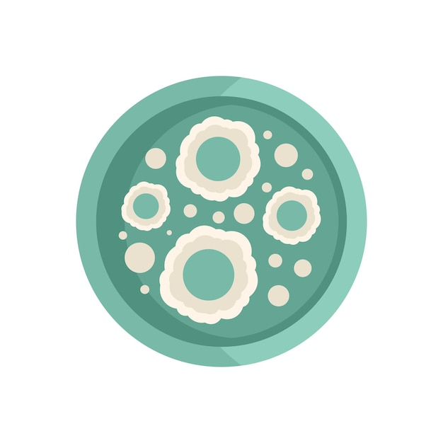 Cell icon flat vector petri dish medical virus isolated