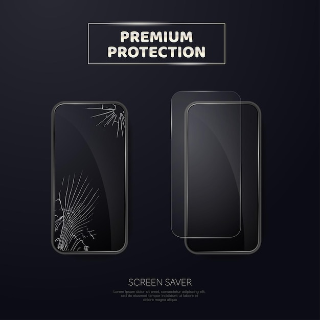 Vector cell phone screen glass protection