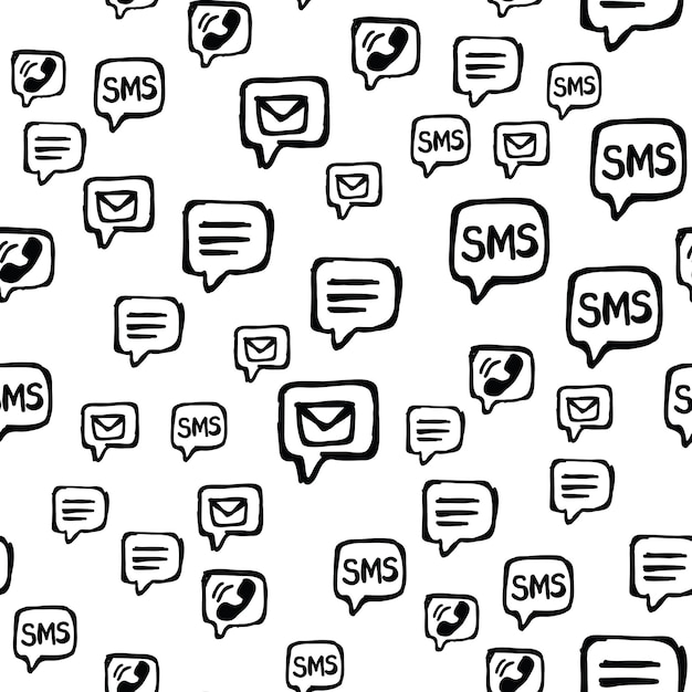 Cell Phone SMS and Email Communications Seamless Pattern