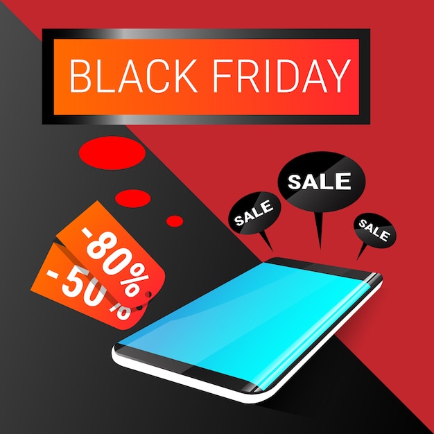 Vettore cell smart phone big holiday sale black friday