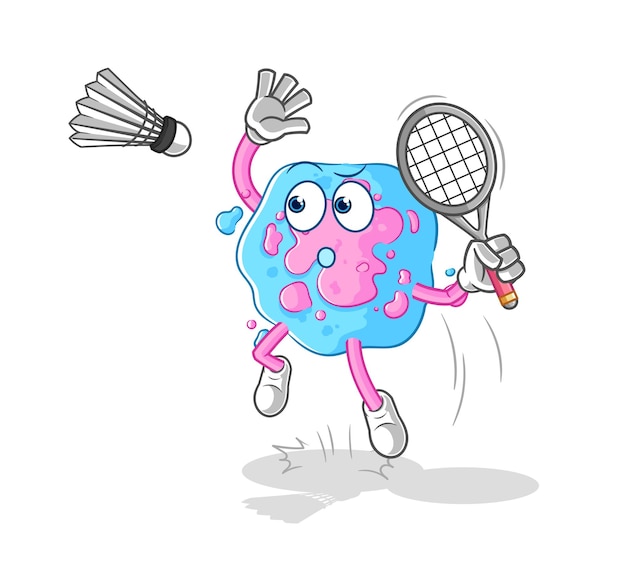 Cell smash op badminton cartoon cartoon mascotte vector