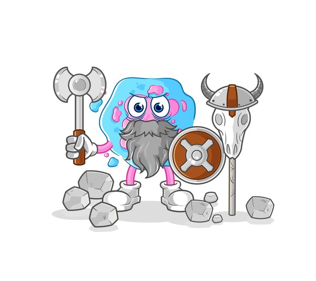 Cell viking with an ax illustration character vector