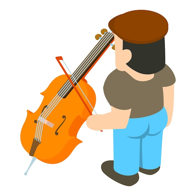 Cellist icon Isometric illustration of cellist vector icon for web