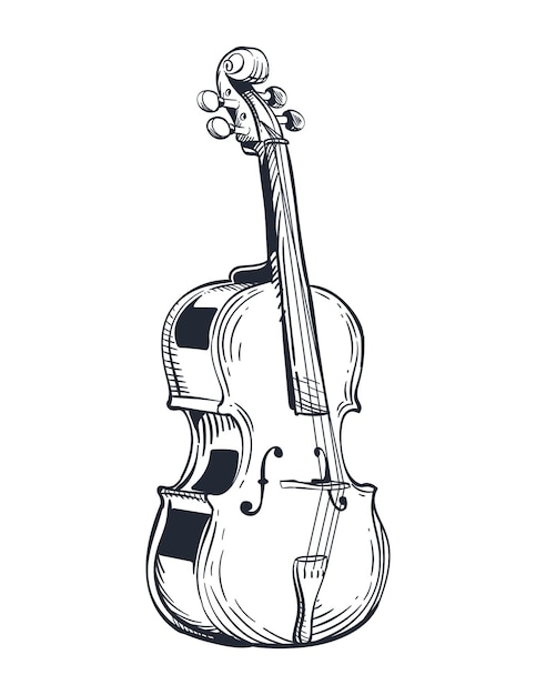 Vettore stile di schizzo musicale per strumento violoncello