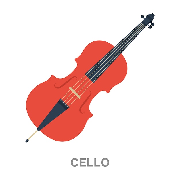 Cello muziekinstrument vlakke afbeelding set