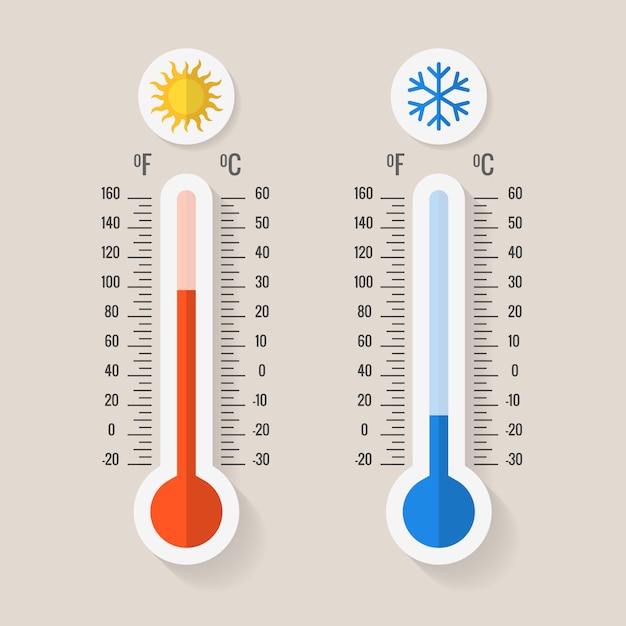 Celsius and fahrenheit meteorology thermometers