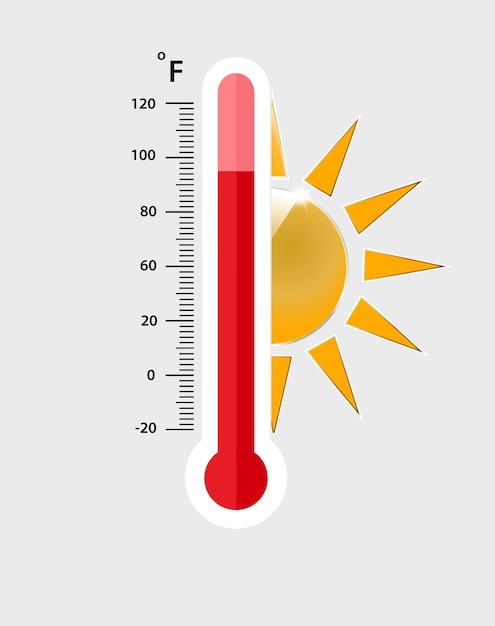 Termometri meteorologici celsius che misurano l'illustrazione vettoriale del calore e del freddo equipaggiamento del termometro