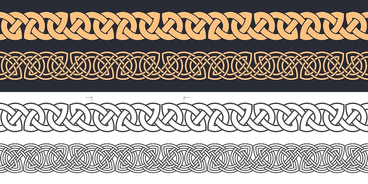 Vector celtic knot braided frame border ornament seamless ribbon