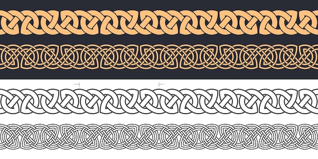 Кельтский узел плетеный орнамент границы рамки Бесшовная лента