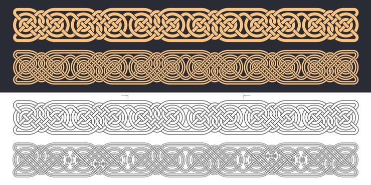 Vector celtic knot braided frame border ornament seamless ribbon