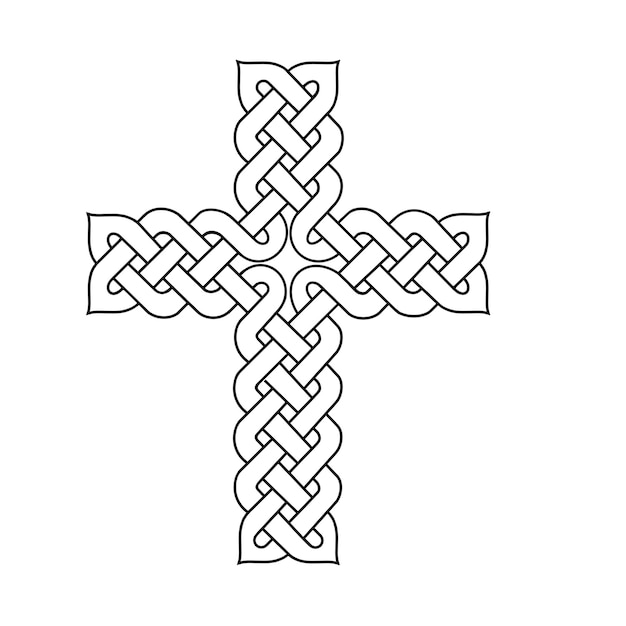 Vector celtic knot tattoo cross line pattern hand drawn coloring symbol vector