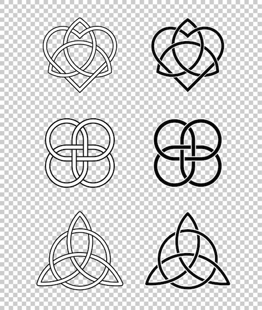 Celtic knots symbols set isolated