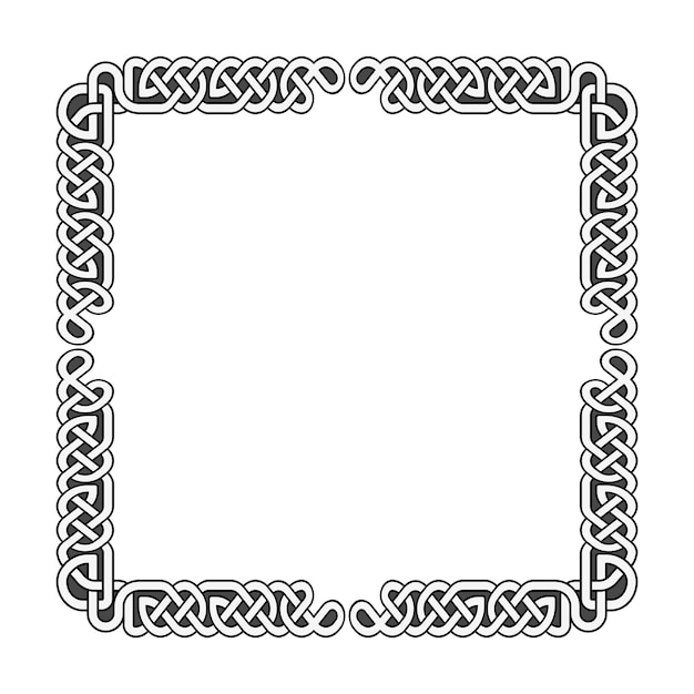 Celtic knots vector medieval frame in black and white