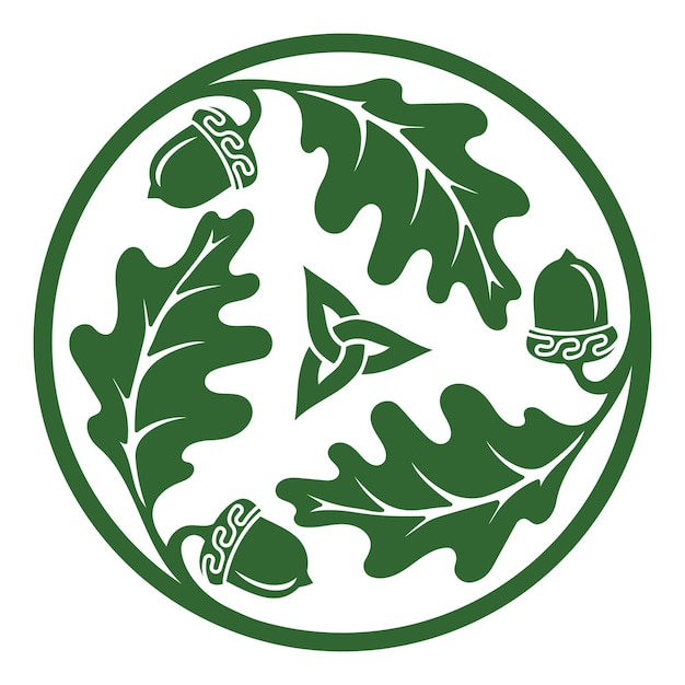 celtic scandinavian design oak leaves and acorns drawn in old norse celtic vintage style