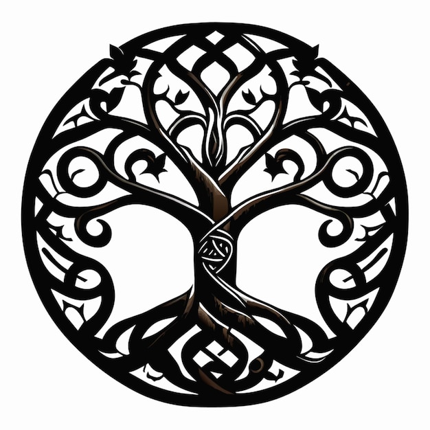 celtic style tree of life tattoo vector illustration