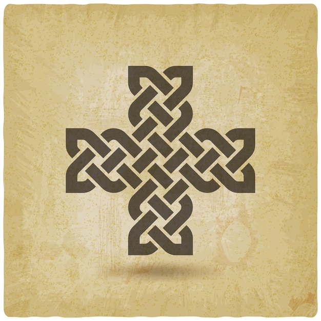 Celtic weaving in shape of cross on vintage background