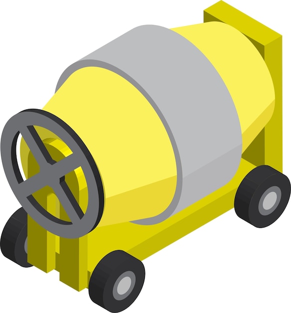 Cement mixer illustration in 3D isometric style