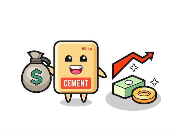 Cement sack illustration cartoon holding money sack cute design