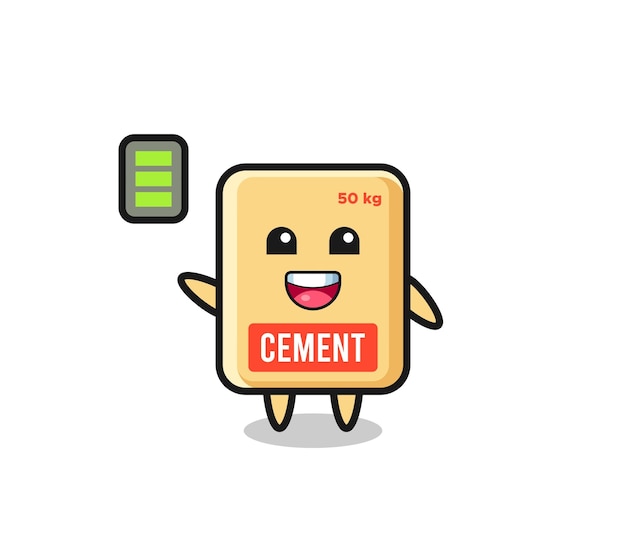 Cement sack mascot character with energetic gesture cute design