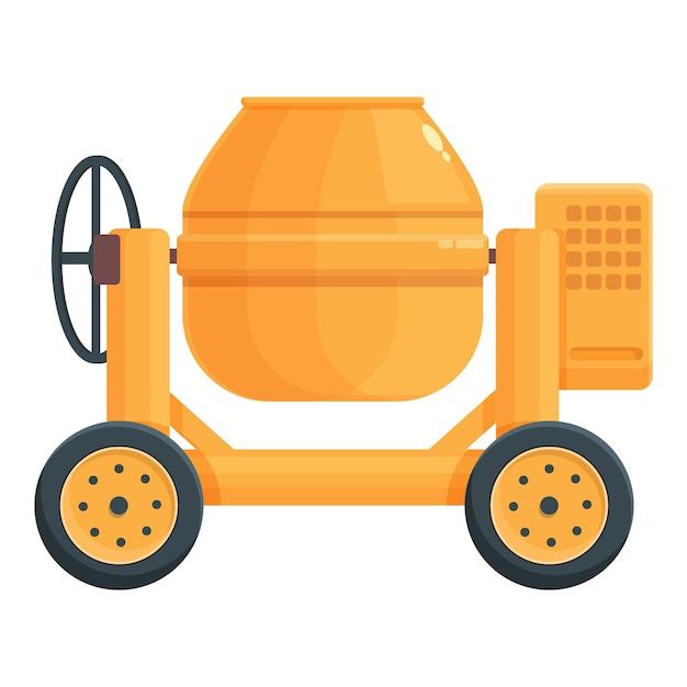 Cement tool icon cartoon vector Concrete machine Building mix