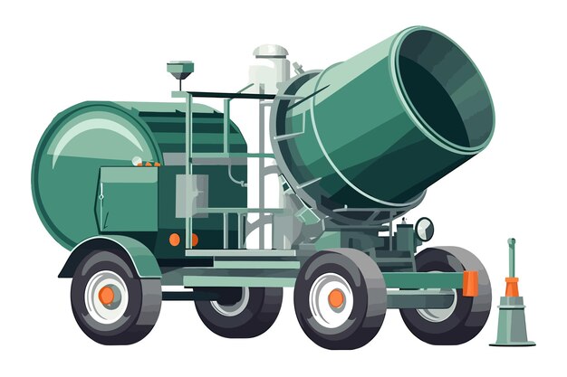 Cementbeton mixer trommel voor het mengen van bouwmateriaal geïsoleerd op achtergrond Cartoon vectorillustratie mengen