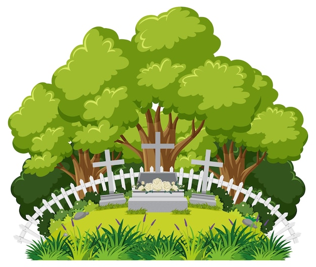 Cemetery graveyard scene isolated