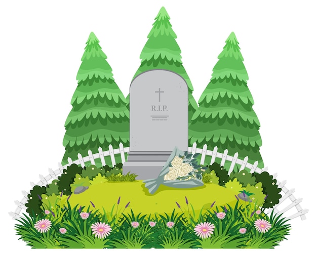 Vector cemetery graveyard scene isolated