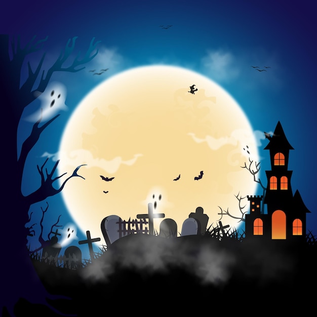 Cemetery halLoween design background02