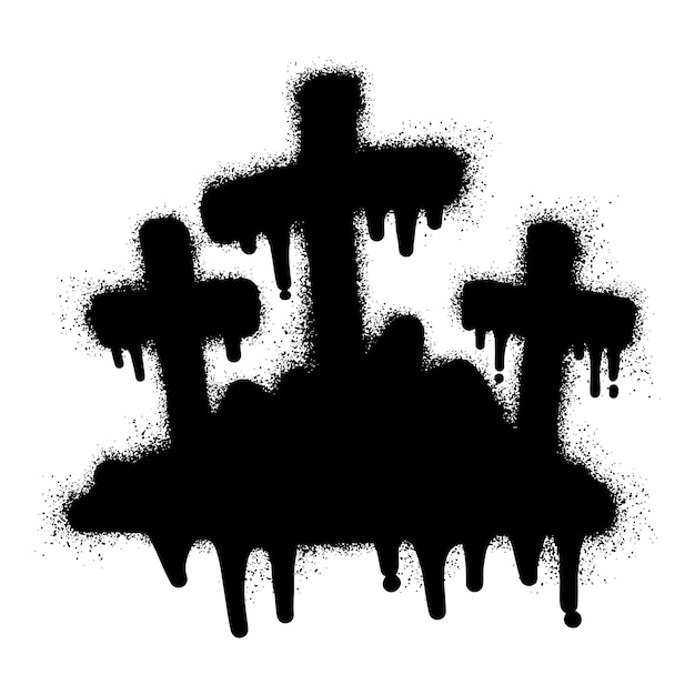 Cemetery Halloween icon graffiti with black spray paint