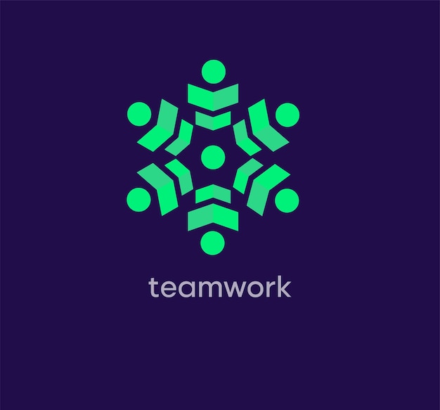 Center teamwork logo Unique design color transitions Creative brainstorming business logo template
