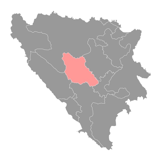 Centraal Bosnië kanton kaart administratief district van Federatie van Bosnië en Herzegovina Vector illustratie