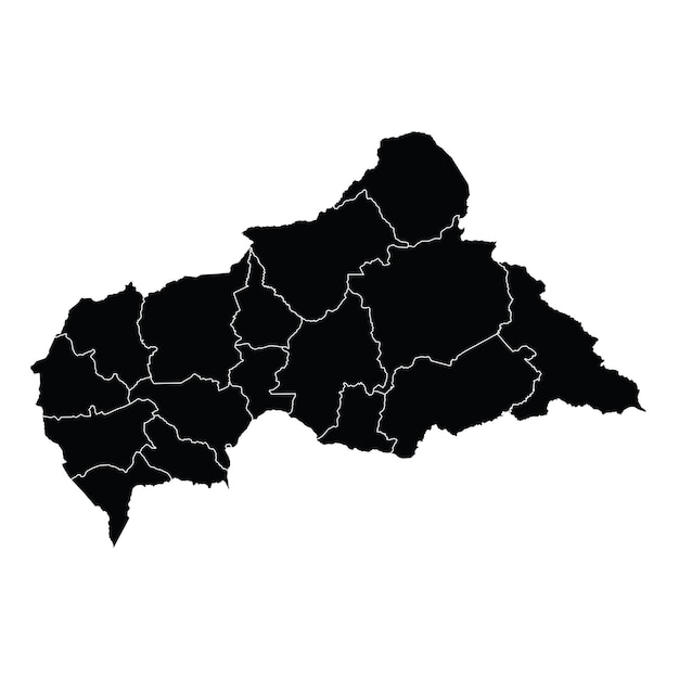 Vettore della mappa del paese della repubblica centrafricana con aree regionali
