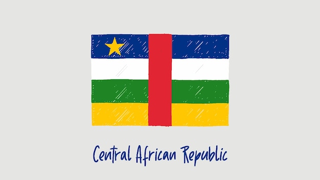 Central African Republic Flag Colored Pencil or Marker Sketch Vector