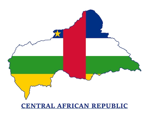 Central African Republic National Flag Map Design, Illustration Of Central Africa Country Flag Map