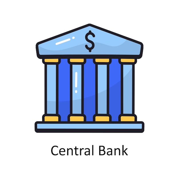 Central Bank vector outline doodle Design illustration Symbol on White background EPS 10 File