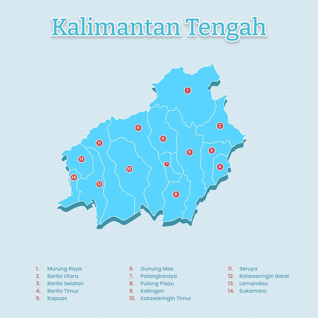 Vettore modello di mappa del kalimantan centrale per le risorse vettoriali