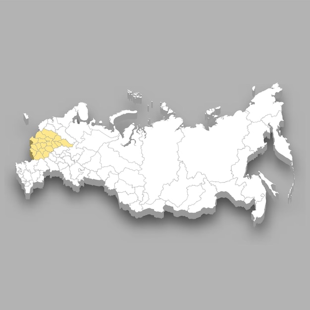 Vector central region location within russia map