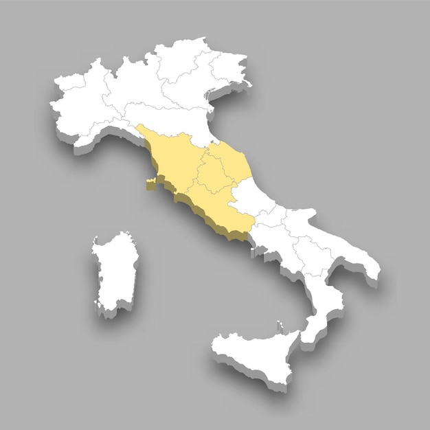 ベクトル イタリア地図内の中心部の位置