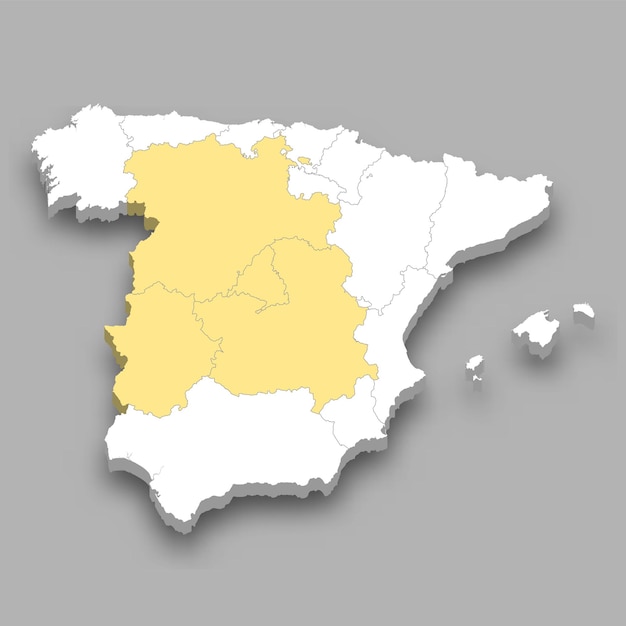 Vector centre region location within spain map