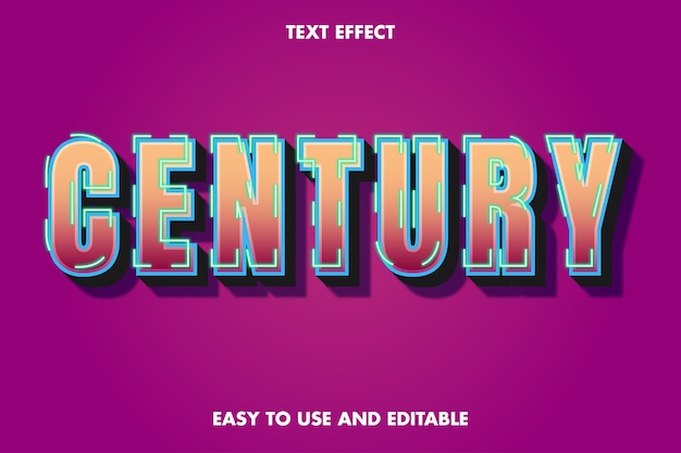 Century text effect. bewerkbare lettertypestijl.