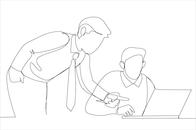 Ceo coaching new employee Single continuous line art style