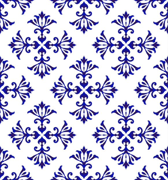 Vector ceramic floral blue pattern