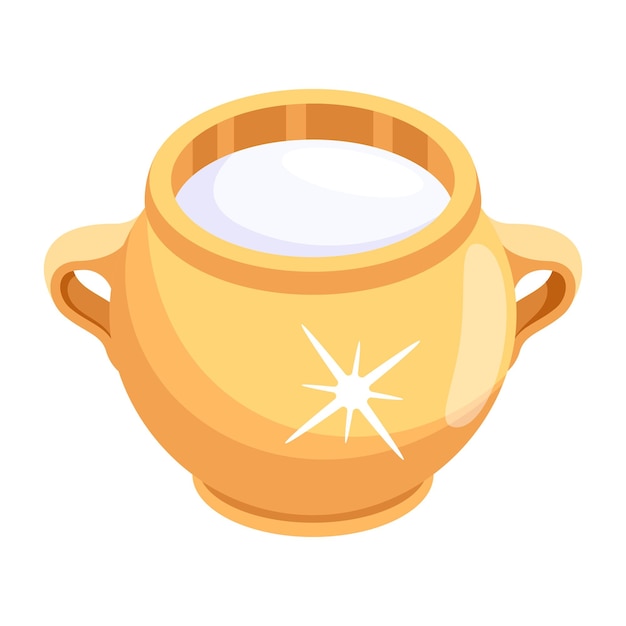Ceramic milk jug icon in flat style