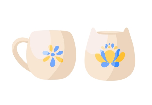 Вектор Керамические кружки для чая или кофе по-украински