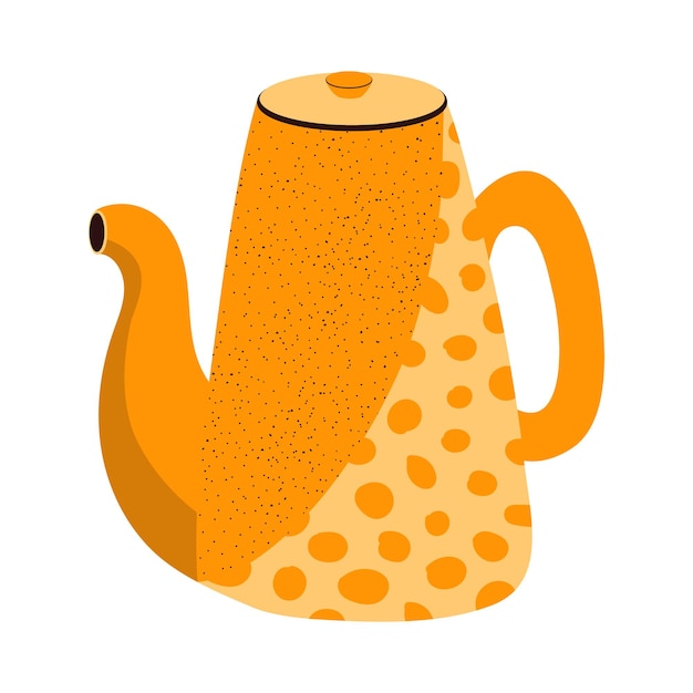 Vector ceramic orange teapot with scandinavian pattern