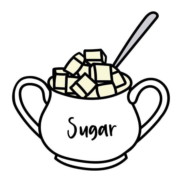 CERAMIC SUGAR BOWL WITH SUGAR CUBES AND SPOON