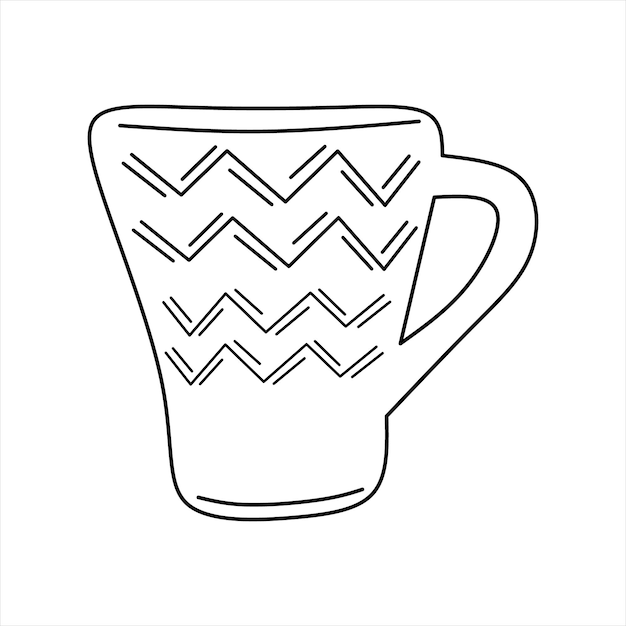 Vector ceramic tea coffee cup with ornaments