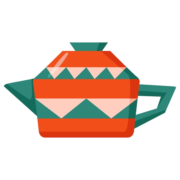 Ceramic teapot geometric ornament.